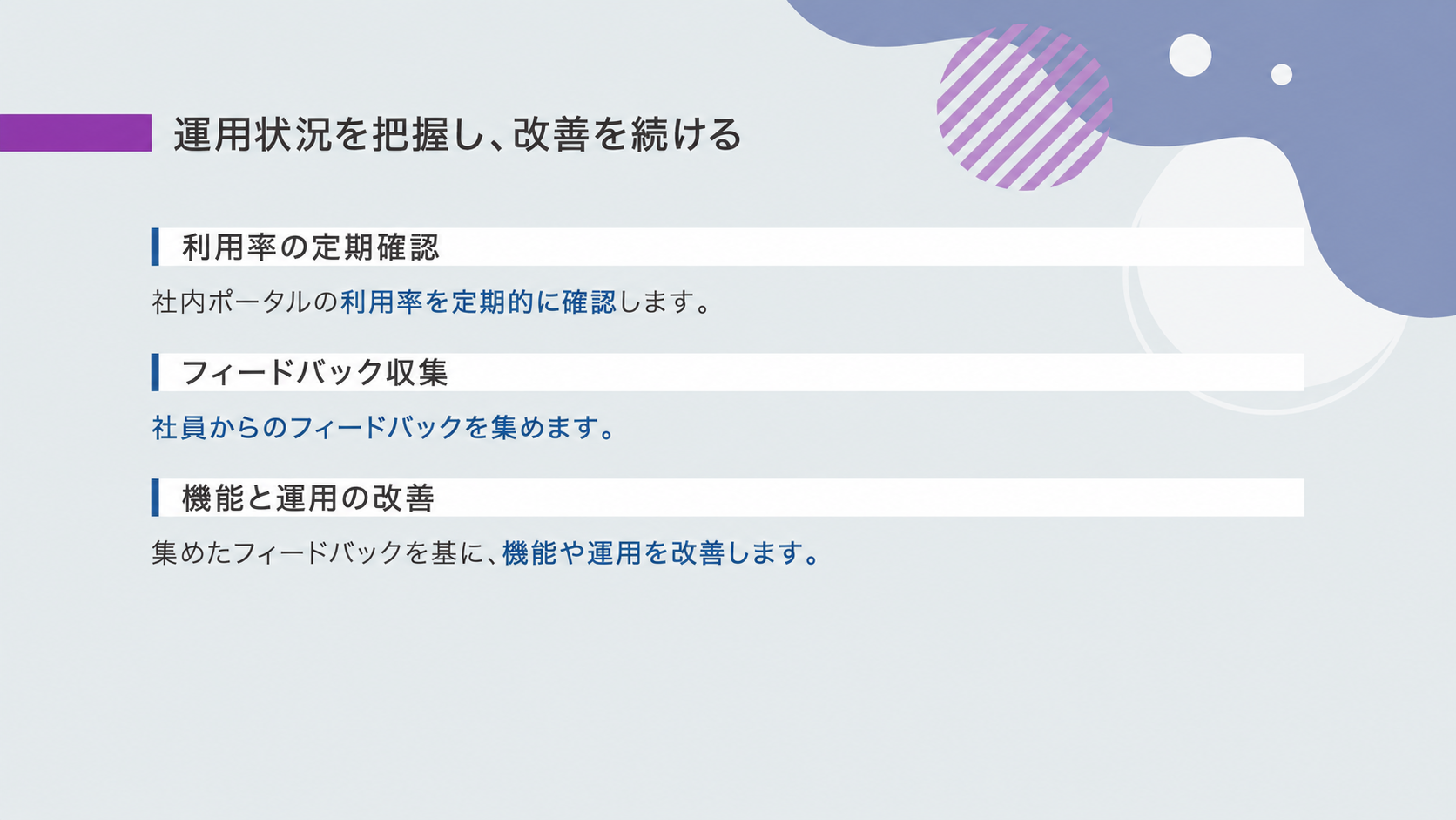 AIセミナー教材:利用率の確認、社員のフィードバック、機能と運用の改善